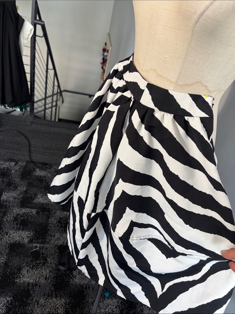 Express Black and White Zebra Skater Skirt
